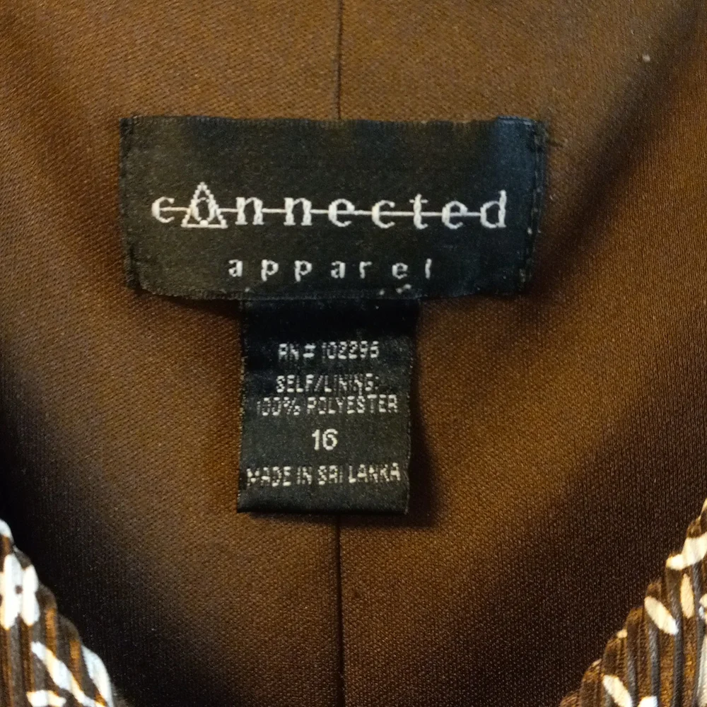 Connected Apparel Brown and White Short Sleeve Dress Size 16 - Picture 3 of 3